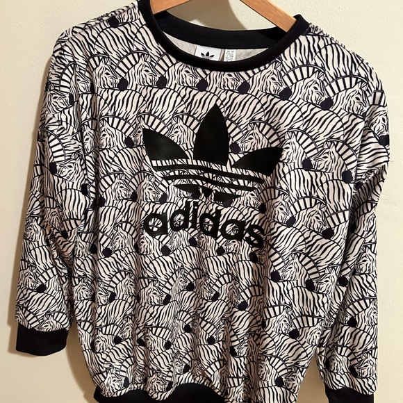 NWT ADIDAS Originals zebra pullover Sz. large - Picture 1 of 4
